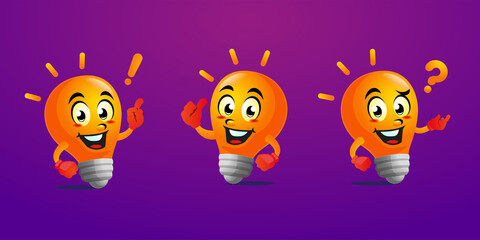 Cartoon lightbulb mascot design
