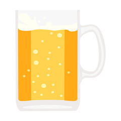 Cartoon vector illustration isolated object cool drink beer with bubble and glass cup