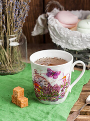 cup of coffee with cookies