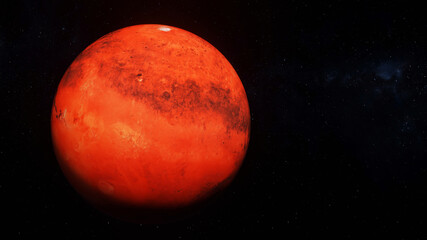 Obraz na płótnie Canvas Mars planet 3D render illustration, high detailed surface features