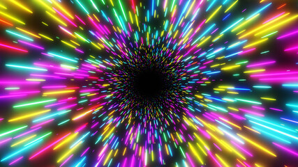 Obraz premium Abstract background neon glow colors. Speed of light in galaxy. Explosion in universe. Cosmic background 3D render.