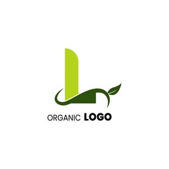 alphabet capital logo. Creative design concept green color with organic plant