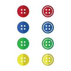sewing button flat vector icon set
