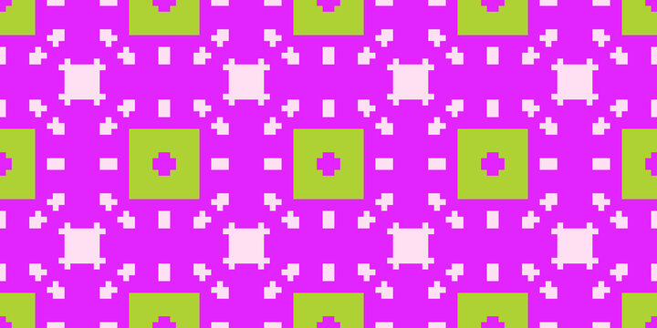 Pixelization Background 8 Bit Seamless Pattern. Vector Illustration