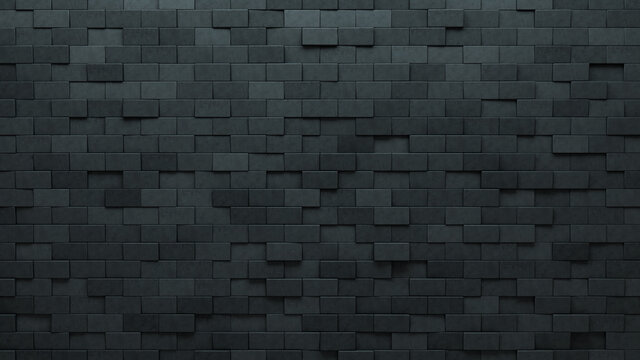 3D, Concrete Wall background with tiles. Futuristic, tile Wallpaper with Rectangle, Polished blocks. 3D Render