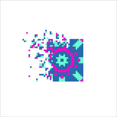 Vector Pixel tile with disintegration effect, illustration for graphic design