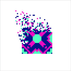 Digital Pixel dispersed filled rectangle, illustration for graphic design