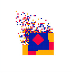 Digital Pixel dispersed filled rectangle, illustration for graphic design