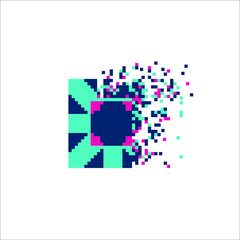 Vector Pixel tile with disintegration effect, illustration for graphic design