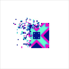 Fototapeta premium Digital Pixel dispersed filled rectangle, illustration for graphic design