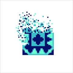 Pixel art 8 bit dispersed filled rectangle, illustration for graphic design