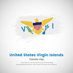 Transfer day of United States Virgin Islands. Abstract creative painted grunge brush flag background.