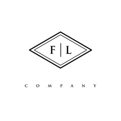 initial FL logo design vector