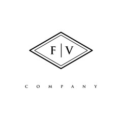 initial FV logo design vector