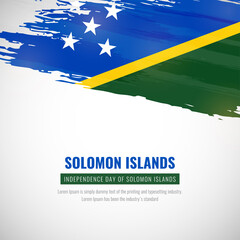 Happy independence day of Solomon Islands with brush style watercolor country flag background