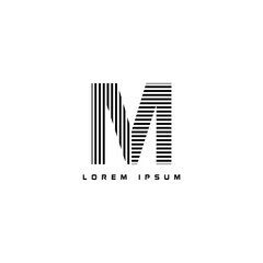 alphabet logo template with stripes lines black and white