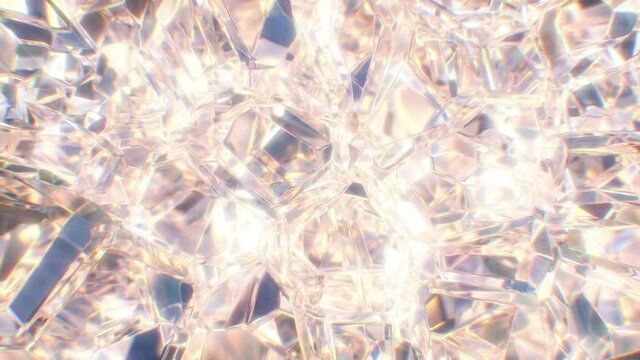 Transparent Gem Crystal Clear Structure Shines Abstract Sparkle Light - 4K Seamless VJ Loop Motion Background Animation
