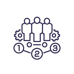 team management line icon with gears