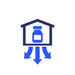 vaccine storage and distribution icon, vector