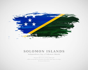 Happy independence day of Solomon Islands with artistic watercolor country flag background