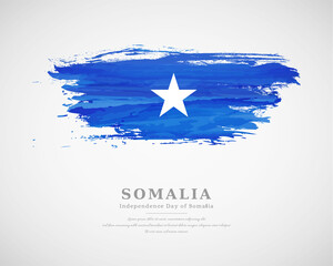 Happy independence day of Somalia with artistic watercolor country flag background