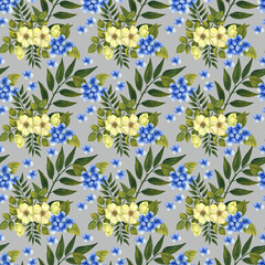 Fototapeta na wymiar Summer floral seamless fabric pattern, seamless digital paper 