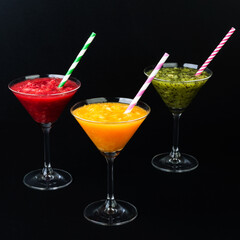 Sicilian Orange, Tangerine and Kiwi fruit smoothie served in martini glass non-alcohol cocktail