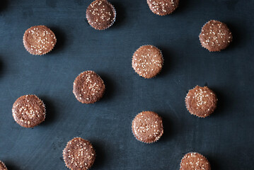 Fototapeta na wymiar brownie cookies in dark background
