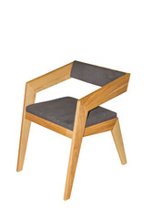 wooden chair at 45 degrees on white background. Interior element