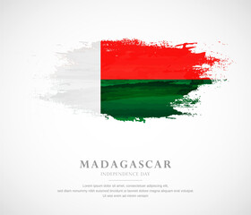 Abstract watercolor brush stroke flag for independence day of Madagascar