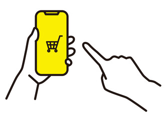 Obraz premium シンプル イラスト スマホ決済する人