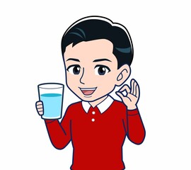 赤い服を着た若い男性