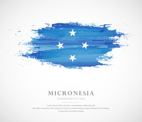Obraz na płótnie Canvas Abstract watercolor brush stroke flag for independence day of Micronesia