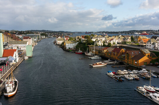 Smedasundet - strait and harbour running through Haugesund. Risoy Island is part of the town of Haugesund, Norway.