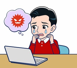 赤い服を着た若い男性