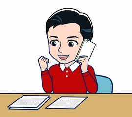 赤い服を着た若い男性