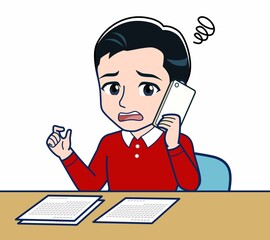 赤い服を着た若い男性