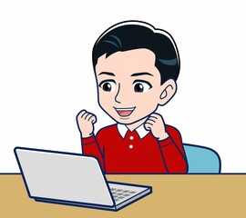 赤い服を着た若い男性