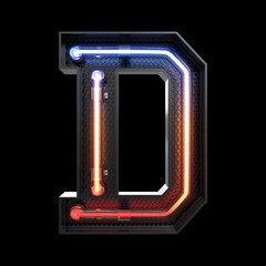 Neon Light Alphabet D with clipping path. - obrazy, fototapety, plakaty