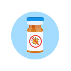 Medical pharmacy vaccine bottle. Covid vaccine pandemic prevemtion vector illustration.