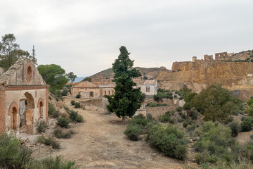 Fototapeta na wymiar Spaces and corners of the Abandoned Mines of Mazarrón. Murcia region. Spain