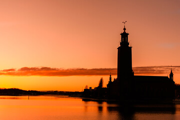 Stockholm City Hall at sunset - Sweden