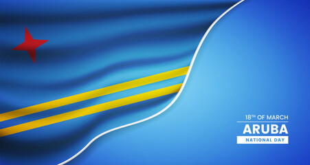 Abstract national day of Aruba background with elegant fabric flag and typographic illustration