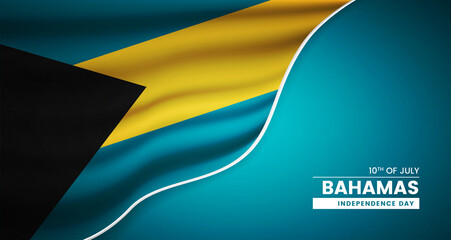 Abstract independence day of Bahamas background with elegant fabric flag and typographic illustration