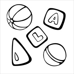 Fototapeta premium Vector image of a children's toy cubes, balls
