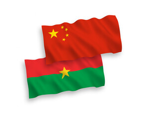 Flags of Burkina Faso and China on a white background