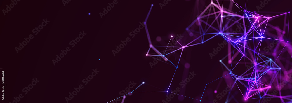 Poster polygonal background with dots and lines. network connection structure. science and technology. 3d