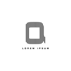 alphabet logo template with stripes lines black and white