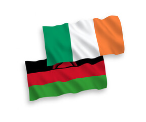 Flags of Ireland and Malawi on a white background