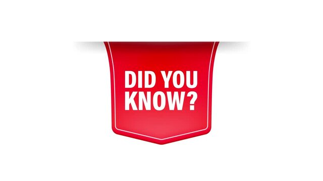 Did you know red ribbon in 3D style on white background. Motion graphics.